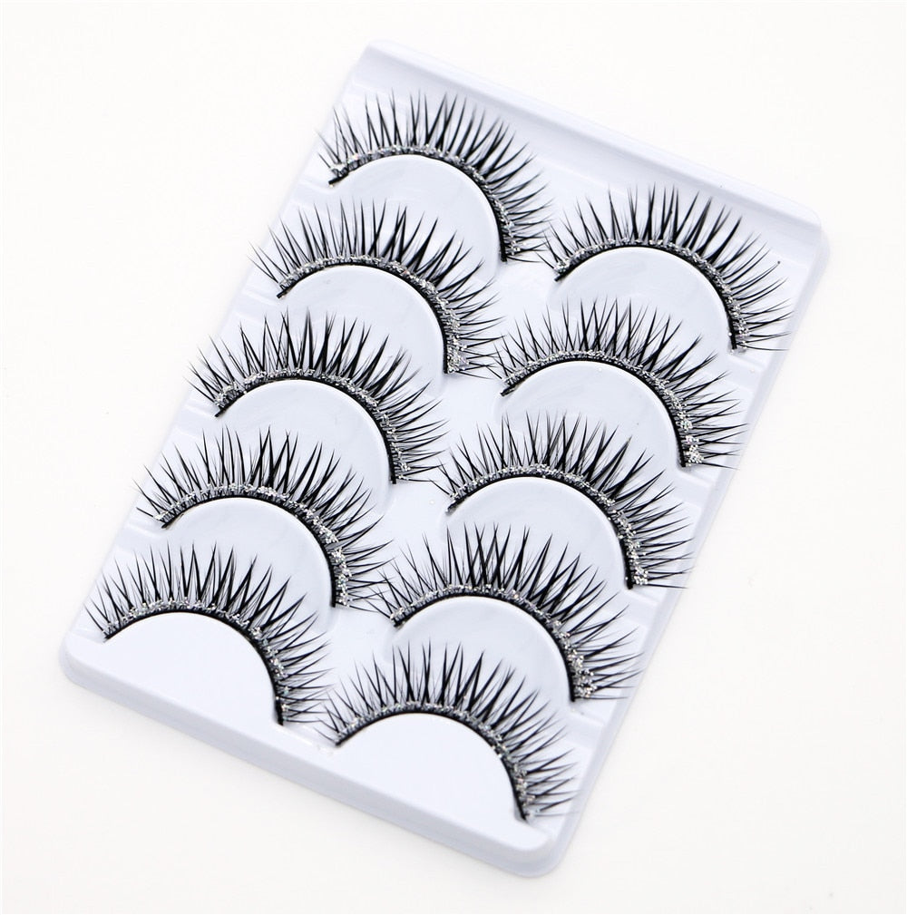 5 pairs eyelash color flash Glitter sequins performance Bushy of fake eyelashes false lashes