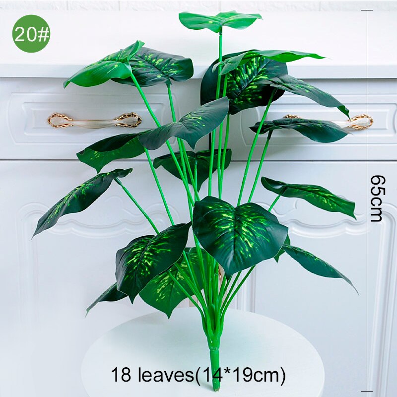 Green Artificial Palm Leaf Plastic Plants Tropical Tree Branch Fake Plants Jungle Home Garden Decor Wedding Decoration