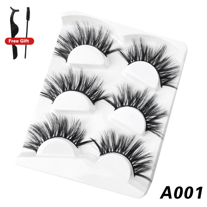 3Pairs 3D Mink False Lashes Faux Cils Natural Fluffy Dramatic Volume Eyelashes Crisscross Soft Eyelash Extension