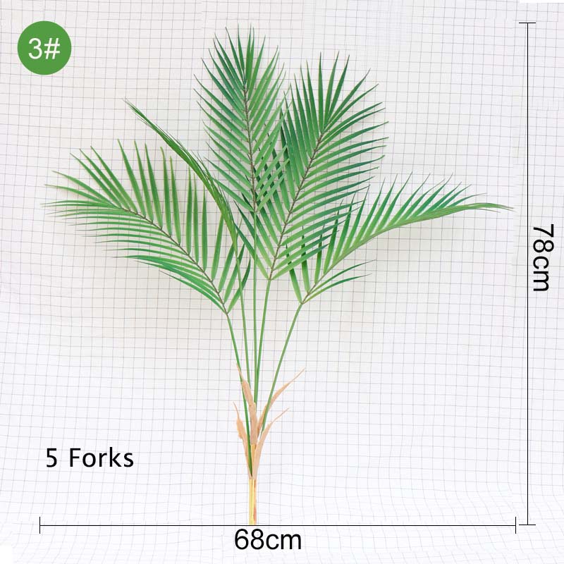 Green Artificial Palm Leaf Plastic Plants Tropical Tree Branch Fake Plants Jungle Home Garden Decor Wedding Decoration