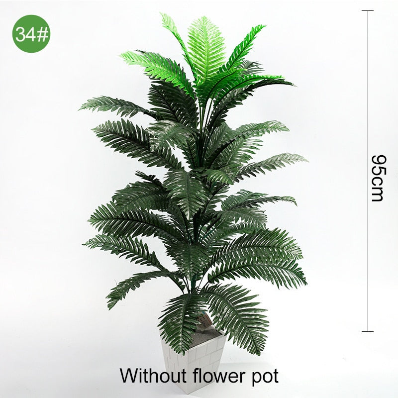 Green Artificial Palm Leaf Plastic Plants Tropical Tree Branch Fake Plants Jungle Home Garden Decor Wedding Decoration