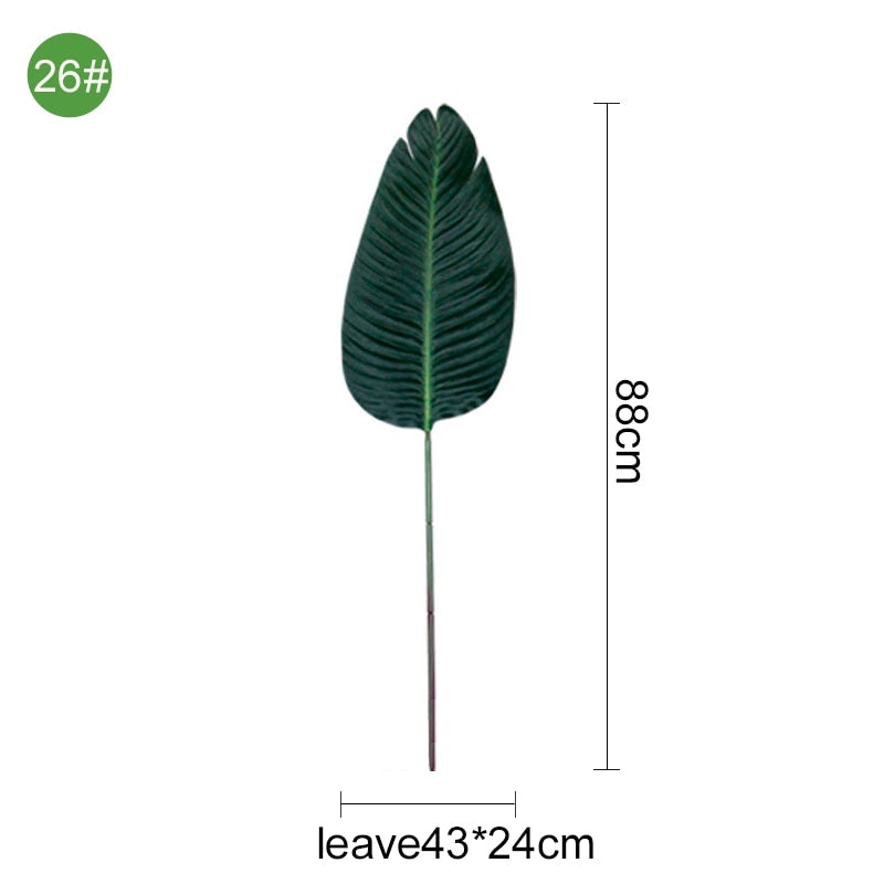 Green Artificial Palm Leaf Plastic Plants Tropical Tree Branch Fake Plants Jungle Home Garden Decor Wedding Decoration