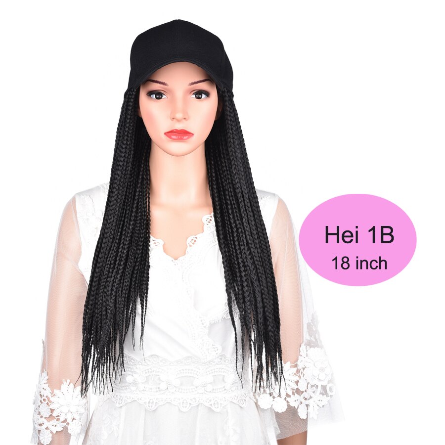 Box Braids Baseball Cap Wig 24inch Long Synthetic Braid Wigs Hat with Braiding Hair Extensions Adjustable Size