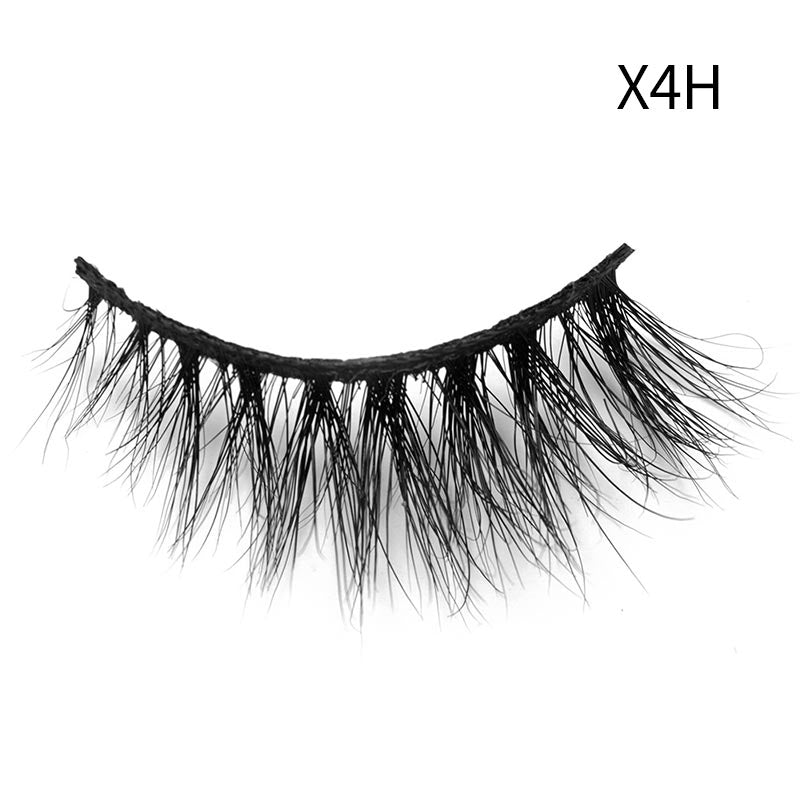 Soft Mink Eyelashes 3D Curl Winged End Eye Elongated Fake Lashes Thick Handmade Natural False Eyelash Messy Cross Lash