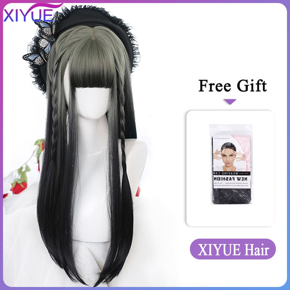 Blue Pink Lolita Wigs Ombre Long Water Wave Cosplay Wigs Synthetic Hair Wigs Heat Resistant For Women