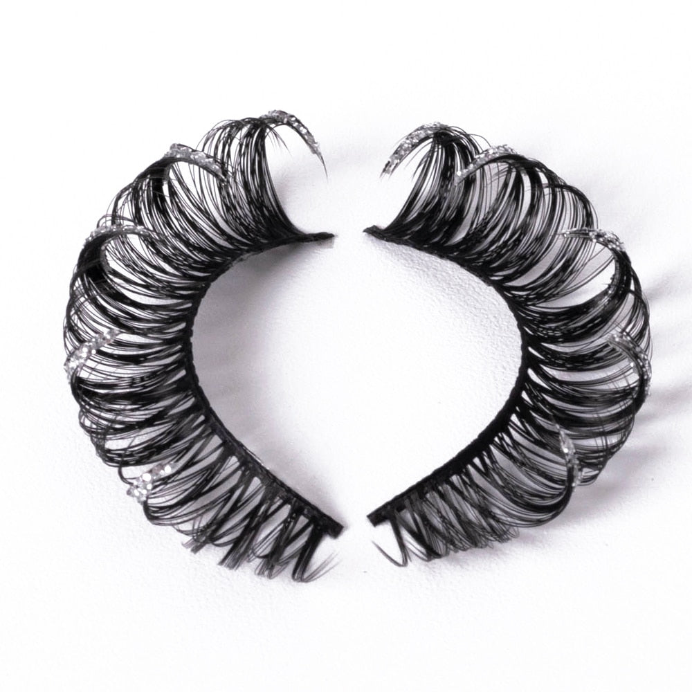 Luminous Dramatic glitter colored lashes Russian volume faux mink strip lashes party sequins false lashes