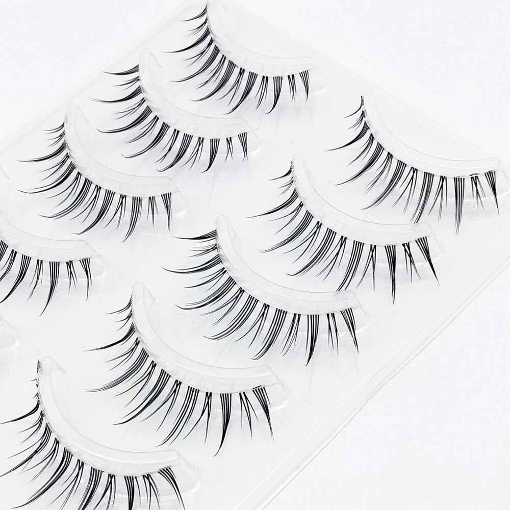 Invisible band Lashes 5 Pairs 3D Faux Mink Lashes Natural short Transparent Terrier Lashes Clear Band Soft Eyelashes