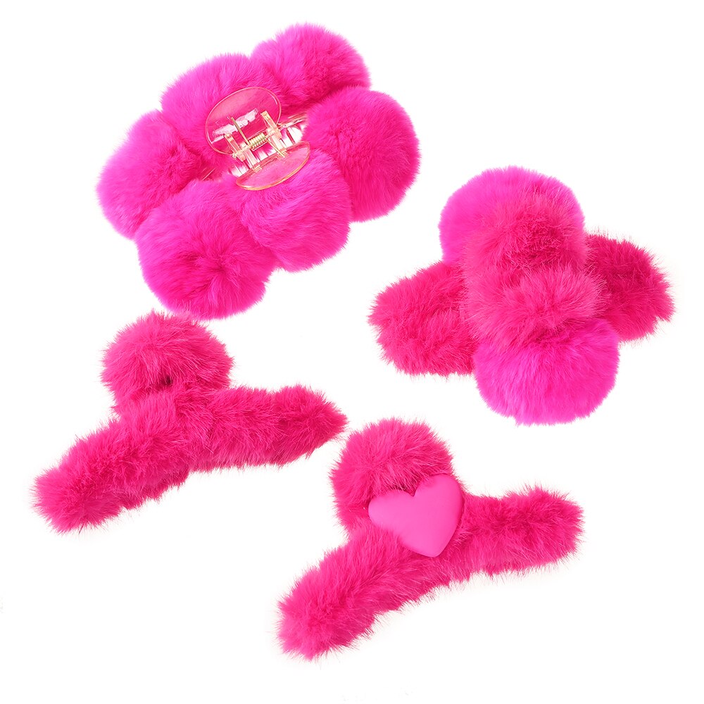 Big Rose Red Hair Clips Winter Plush Soft Popular Hair Catch Cute Warm Hair Accessories y2k Accessories Handmade