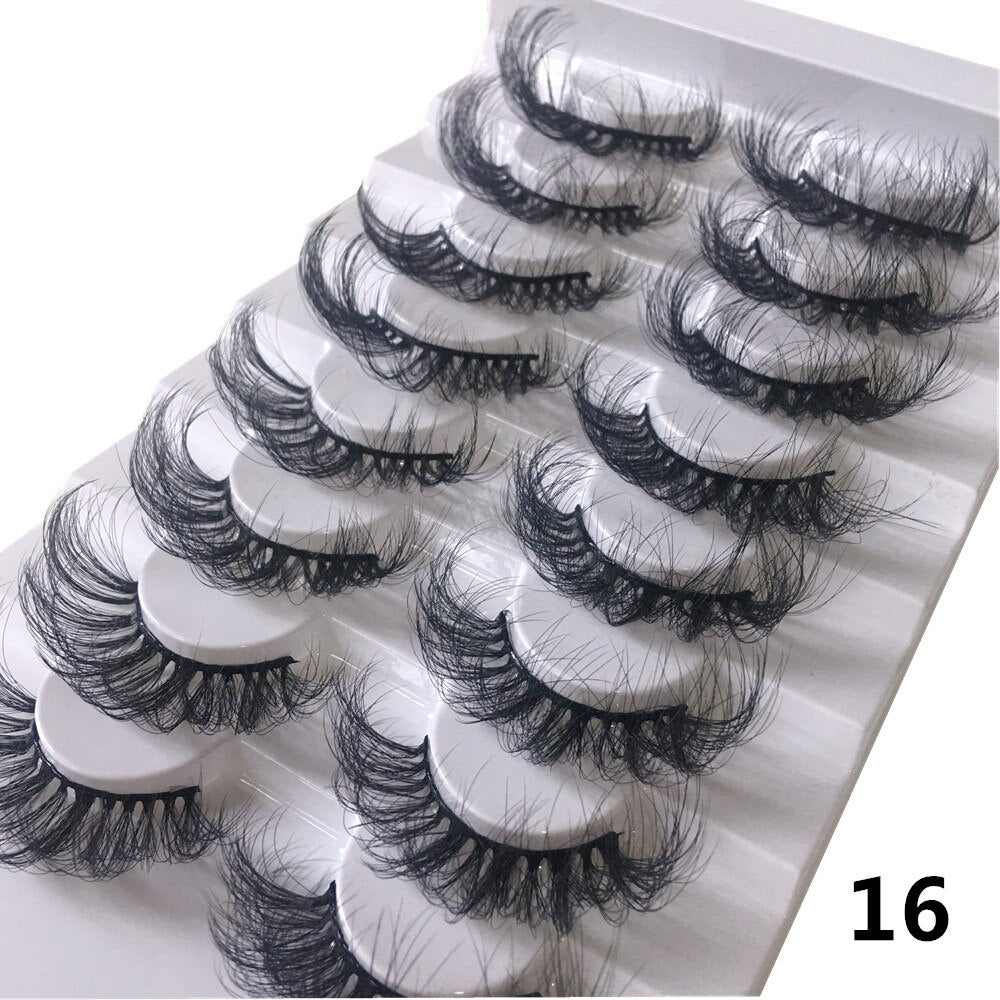 8pairs eyelashes fake lashes long eyelash 25mm mink lashes fluffy dramatic false eyelashes