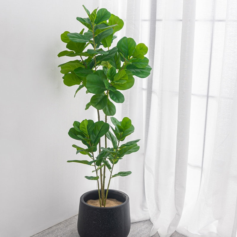 122cm Tropical Tree Large Artificial Ficus Plants Branches Plastic Fake Leafs Green Banyan Tree For Home Garden Room Shop Decor
