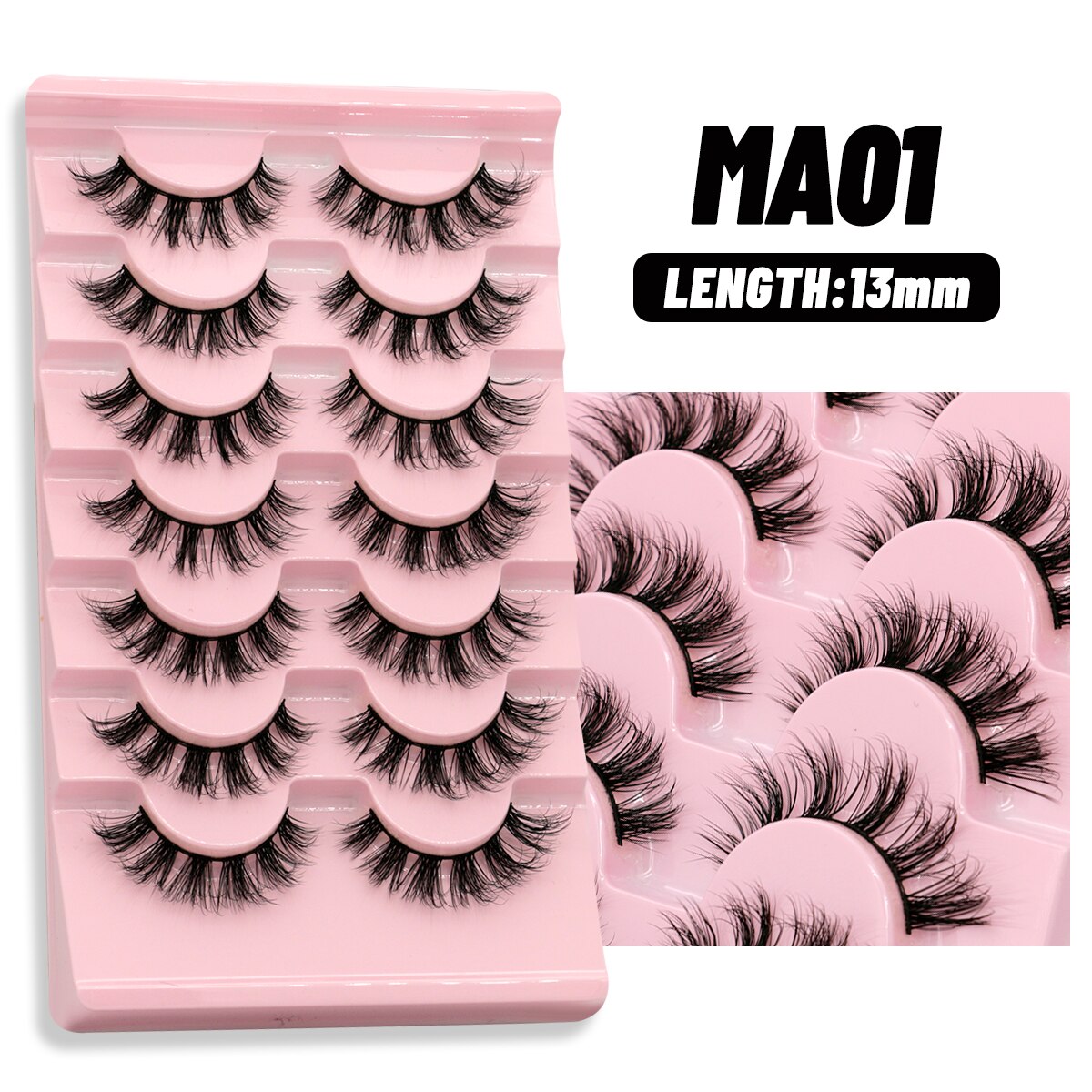 5/10 Pairs Natural False Eyelashes Manga Lashes Fluffy Soft Wispy Cosplay Lash Extension Faux Eyelashes