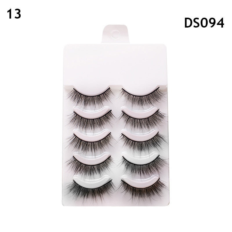 5 Pairs 3d Faux Mink Manga Lashes Little Devil Fairy 3D False Eyelashes Natural Lash Extension