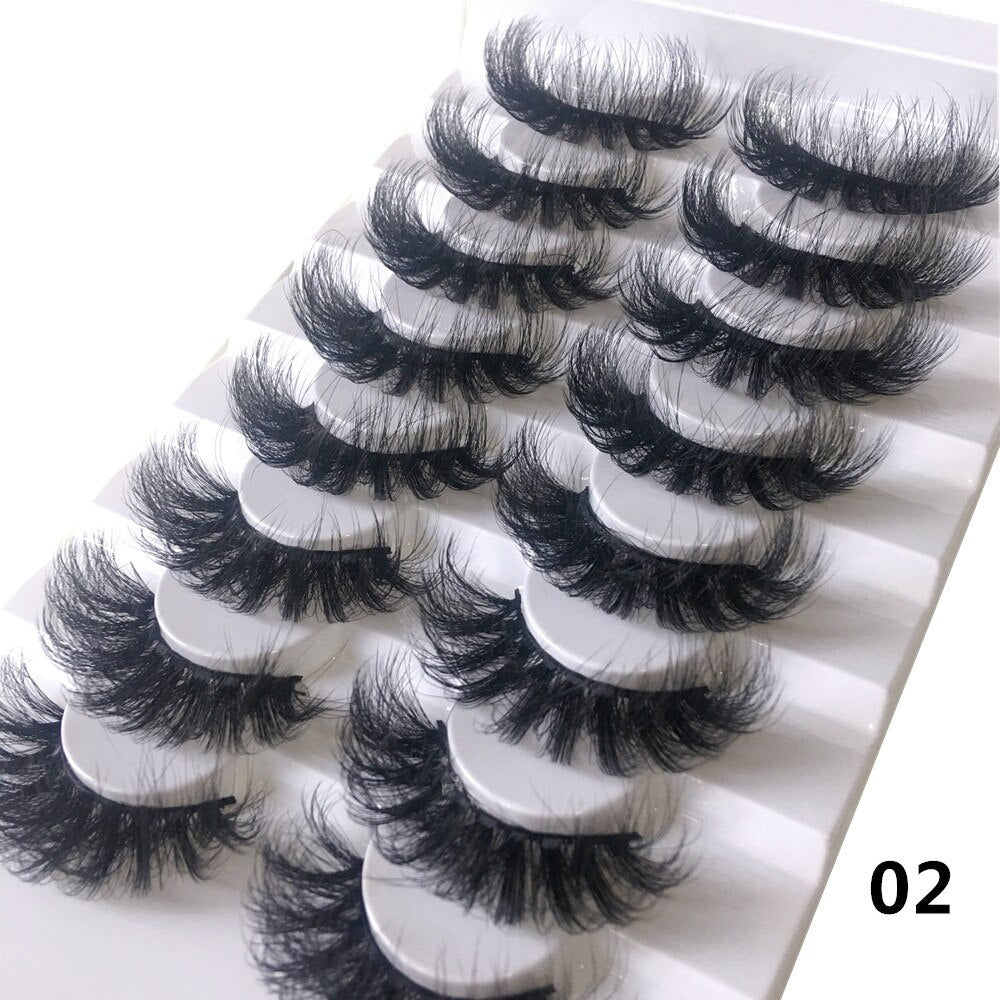 8pairs eyelashes fake lashes long eyelash 25mm mink lashes fluffy dramatic false eyelashes