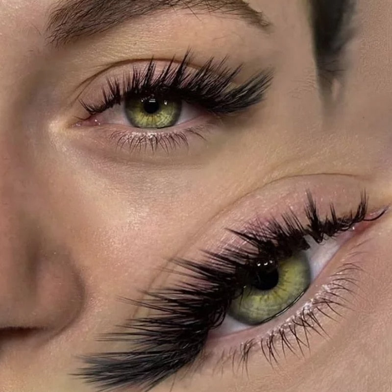 Soft Mink Eyelashes 3D Curl Winged End Eye Elongated Fake Lashes Thick Handmade Natural False Eyelash Messy Cross Lash