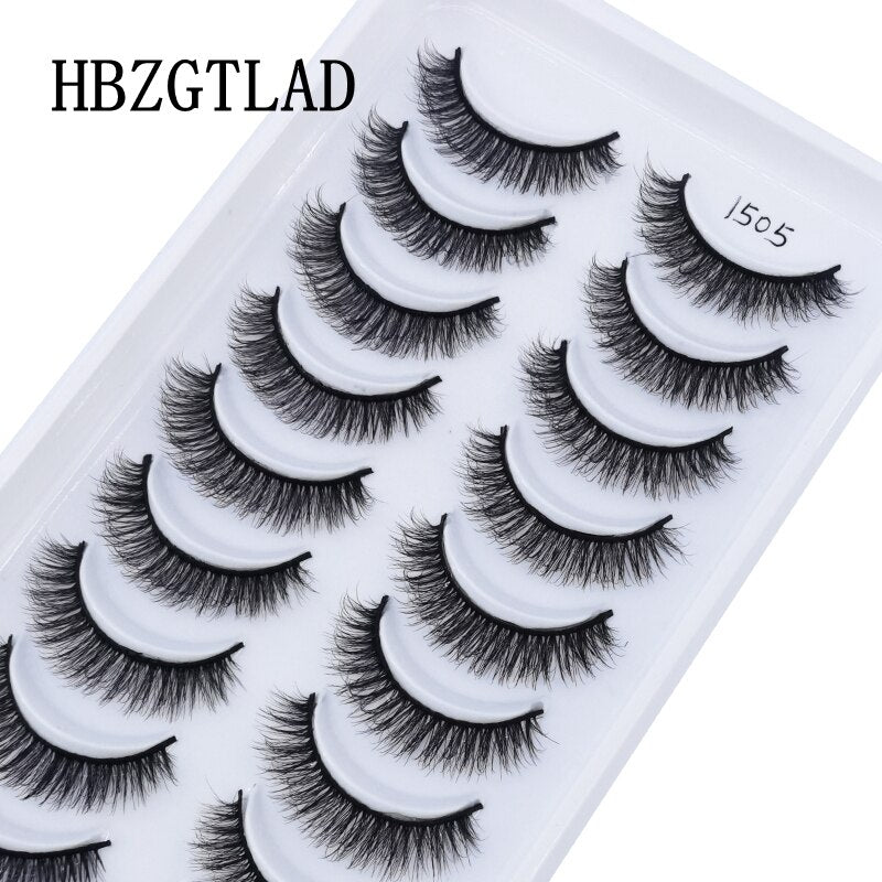 10 pairs Eyelashes 3D Natural False Lashes Fluffy Soft Cross Fake Lashes Wispy Natural