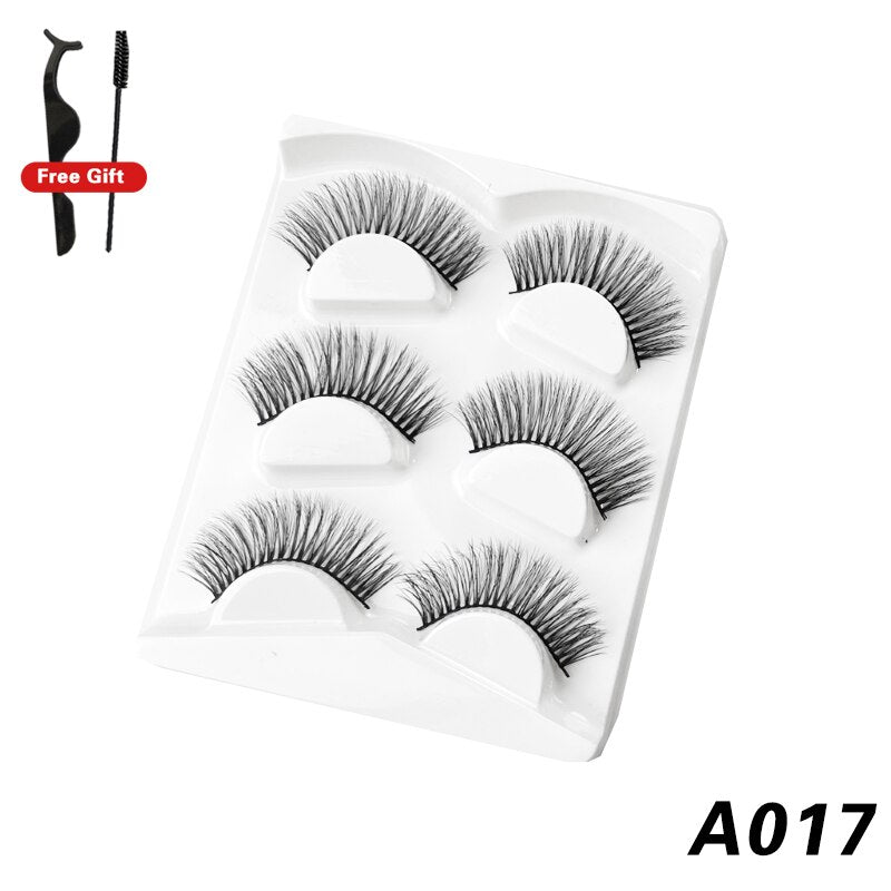 3Pairs 3D Mink False Lashes Faux Cils Natural Fluffy Dramatic Volume Eyelashes Crisscross Soft Eyelash Extension