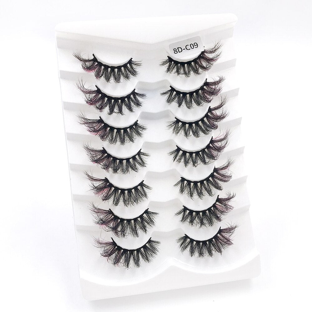 7pairs Colored Lashes 22 Styles 3d Mink Lashes Dramatic Colorful Natural Eyelashes Extension Fake Eyelashes