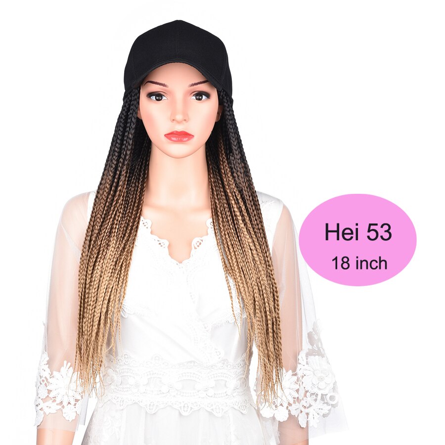 Box Braids Baseball Cap Wig 24inch Long Synthetic Braid Wigs Hat with Braiding Hair Extensions Adjustable Size