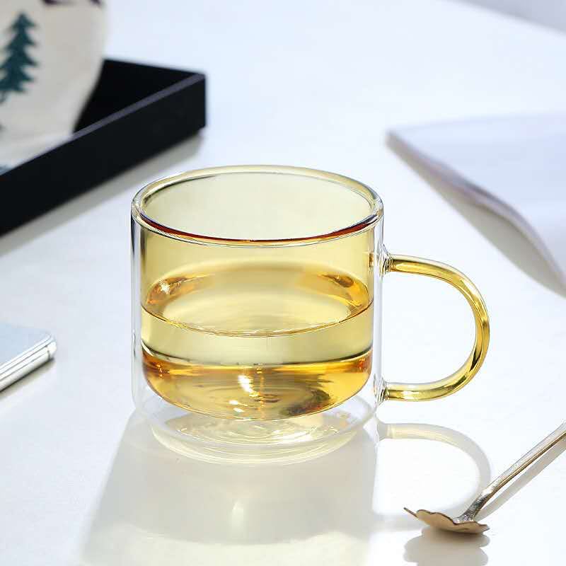 250ml Wine Glasses Drinking Tumbler Whiskey Vodka Cup Coffee Juice Water Cups Tea Creative Mug Double Bottom Glass Mugs