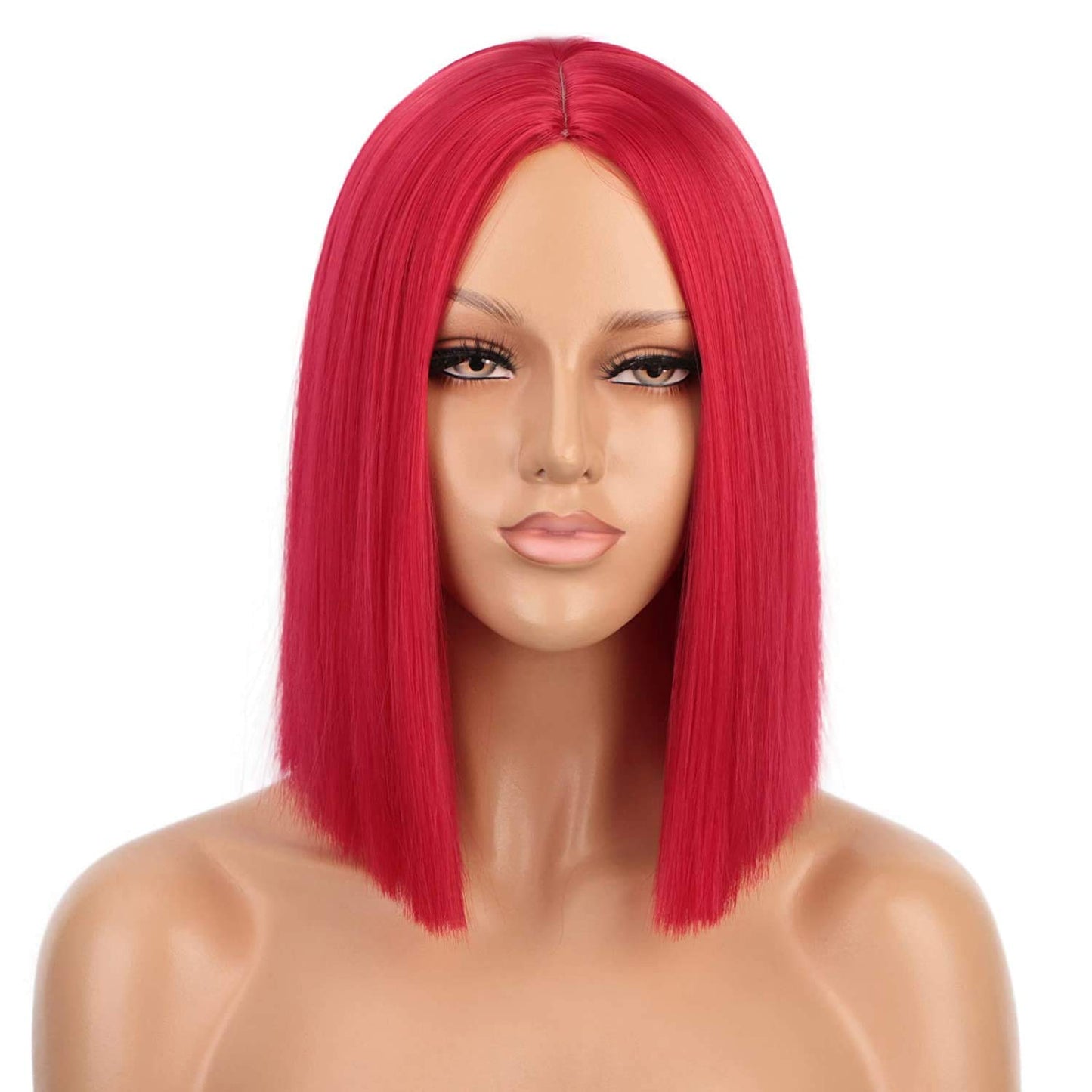 Synthetic Ombre Orange Wig Short Straight Middle Part Bob Wig Natural Yellow/Red Wigs Heat Resistant Fiber