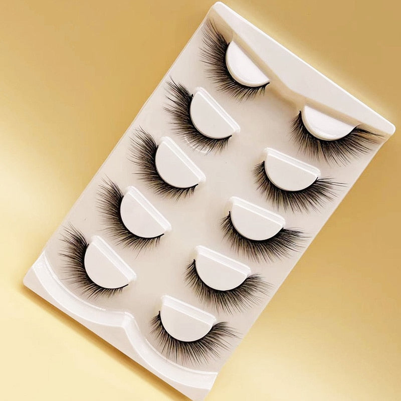 4/5Pair False Eyelashes Handmade Mink Cross Long 3D Winged Eyelash End Eye Elongated Lash Extension Natural