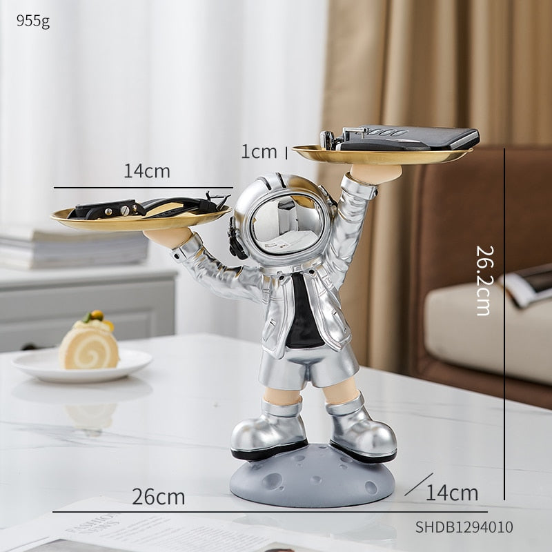 Creative Astronaut Statue Storage Tray Nordic Home Decor Desk Storage Astronaut Figurine Living Room Table Decor Key Storage