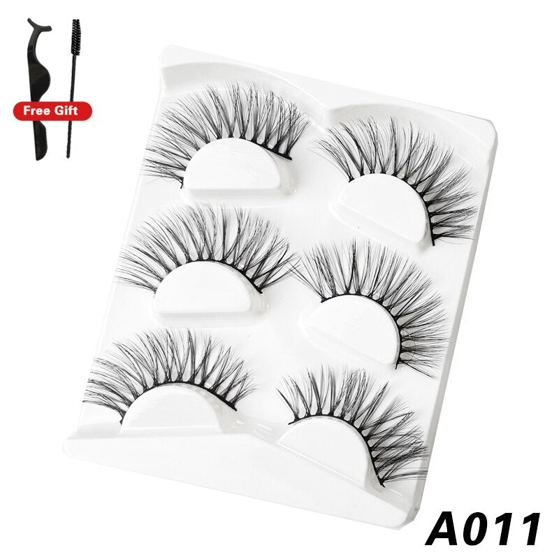 3Pairs 3D Mink False Lashes Faux Cils Natural Fluffy Dramatic Volume Eyelashes Crisscross Soft Eyelash Extension