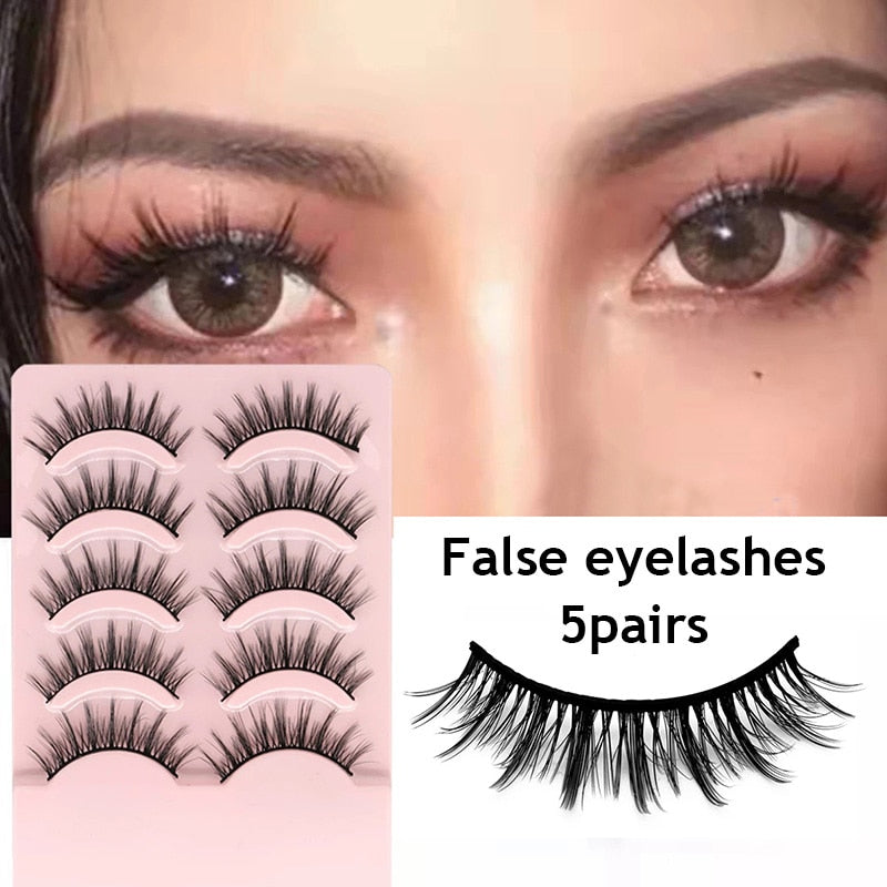 5 Pairs 3d Faux Mink Manga Lashes Little Devil Fairy 3D False Eyelashes Natural Lash Extension