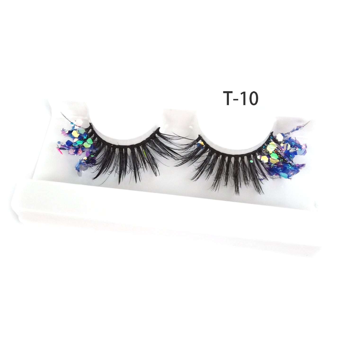 Fake Eyelashes with Color Fluorescence with Sequins False Lashes Colorful Eyelashes Dramatic Fake Lash