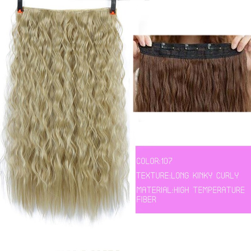Synthetic Hair Fake Hair Extensions Clip Hairpiece V-Shaped Half Wig Natural Wavy Extension False Strands On Hairpins Women