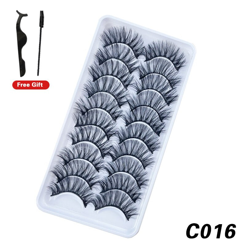 10Pairs 3D Faux Mink Lashes Natural Long Short Full Strip Lashes Soft Plump Eyelashes Extension