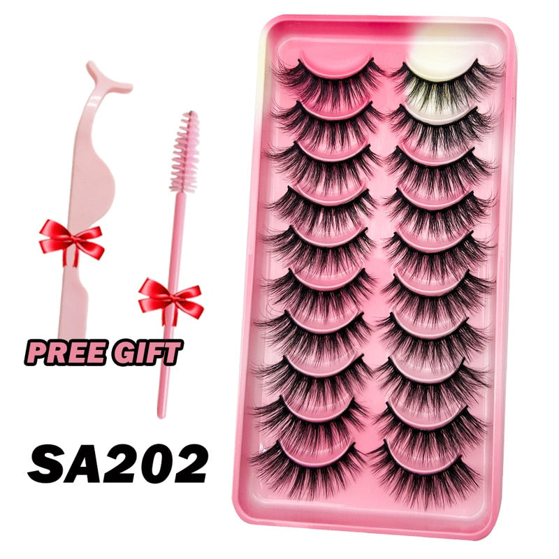 Natural Lashes 5/10 Pairs Eyelashes 3D Mink Manga Lashes Strip Lashes Band Soft Light False Eyelashes