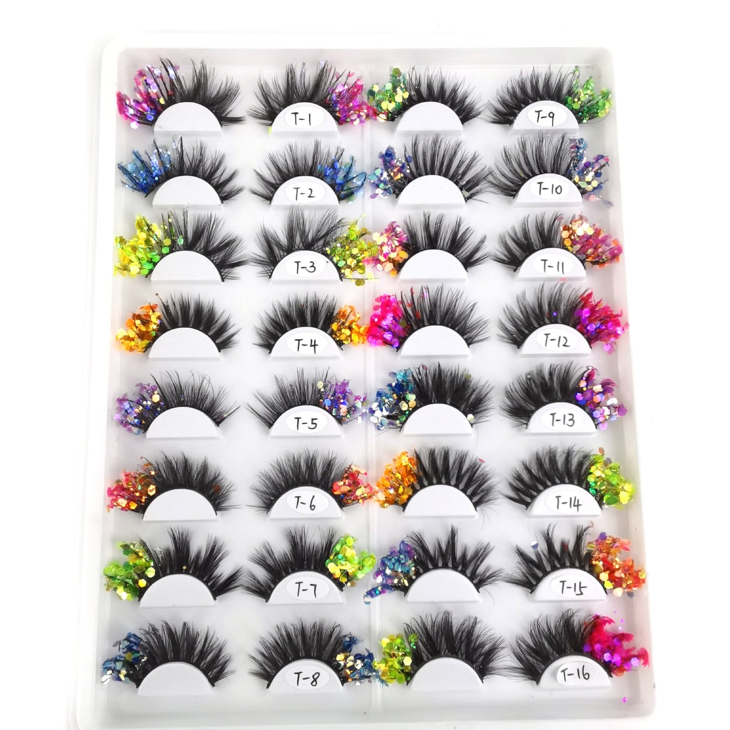 Fake Eyelashes with Color Fluorescence with Sequins False Lashes Colorful Eyelashes Dramatic Fake Lash