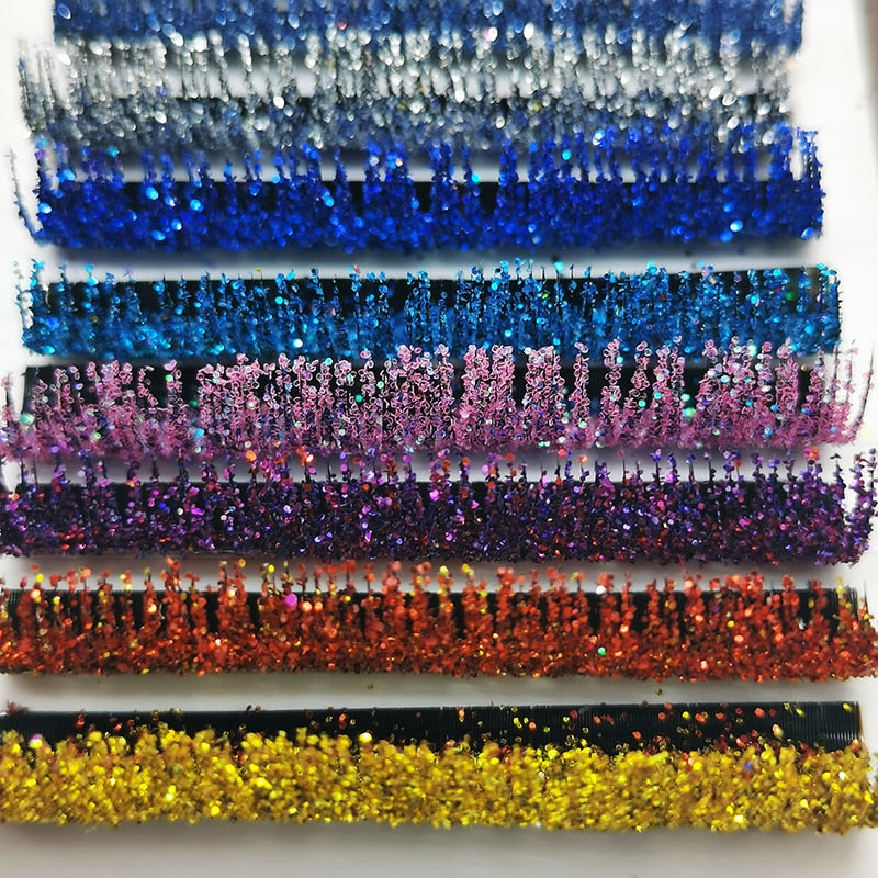 Mix Colors Glitter Eyelash Extensions Shiny Colorful False Lashes Faux Russian Volume Individual Lashes