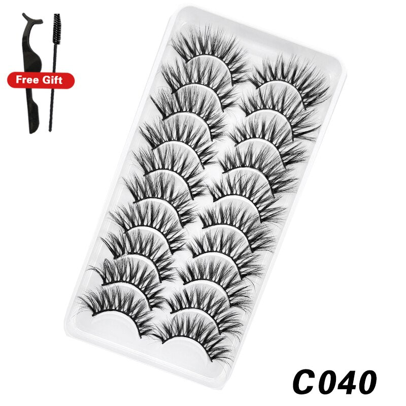 10Pairs 3D Faux Mink Lashes Natural Long Short Full Strip Lashes Soft Plump Eyelashes Extension
