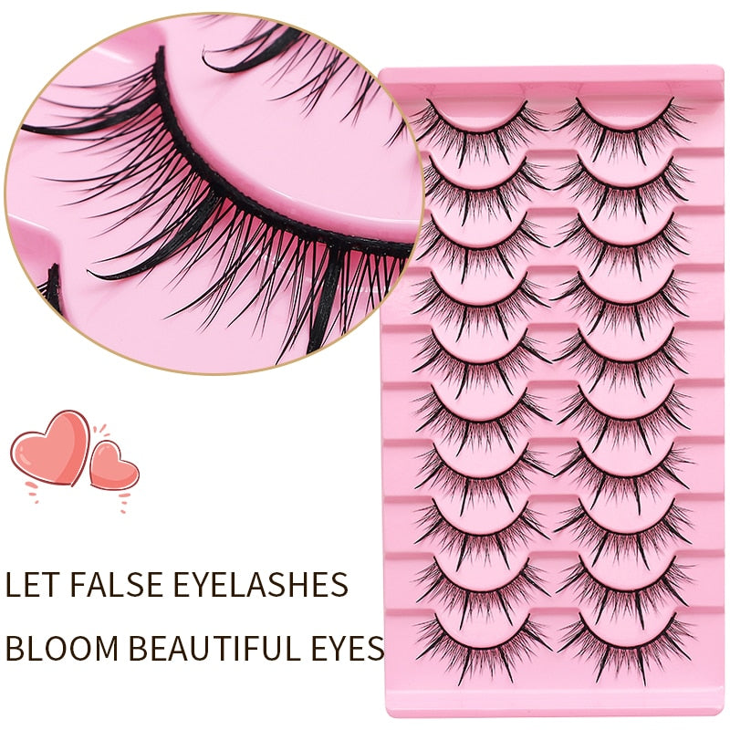 10Pairs Natural Fake Eyelashes Russian False Eyelashes Fluffy Eyelashes Korean