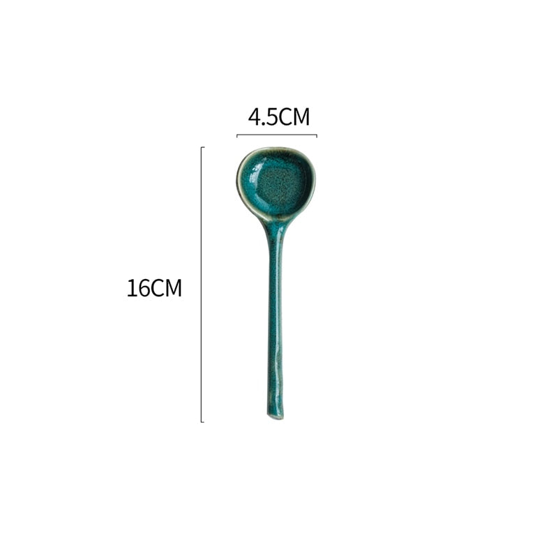 Ceramic Soup Spoon Japanese Tableware Eating Spoon Creative Long handle Spoons Kitchen Cooking Utensil Tool Teaspoon