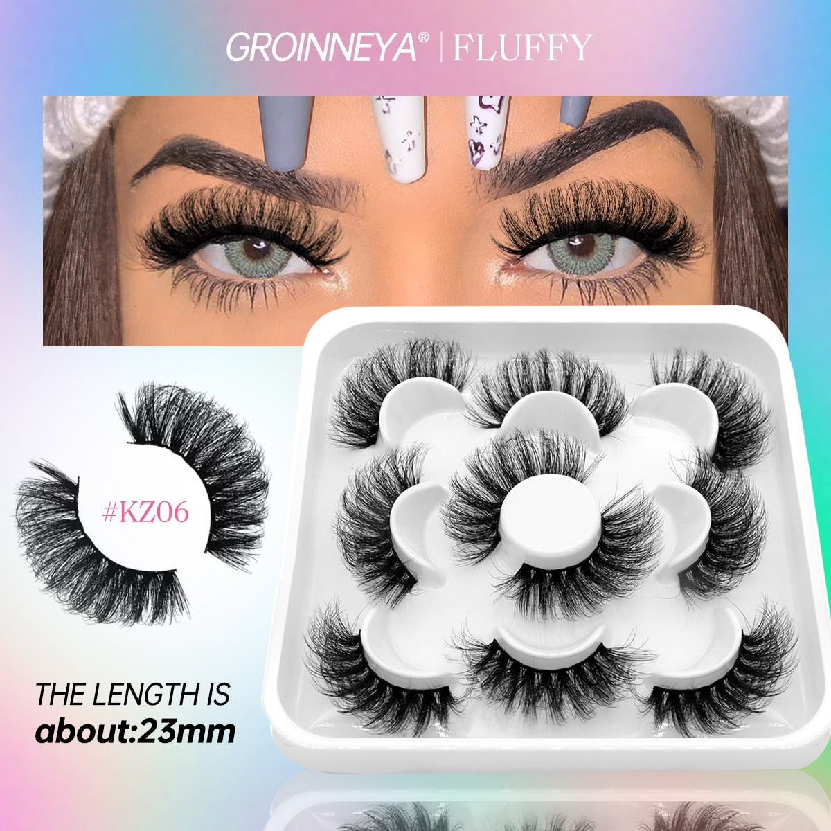 5/7 Pairs Fluffy Mink Lashes Faux Mink Eyelashes Long Lasting EyelashesDramatic Volume lashes Extension Thick Long