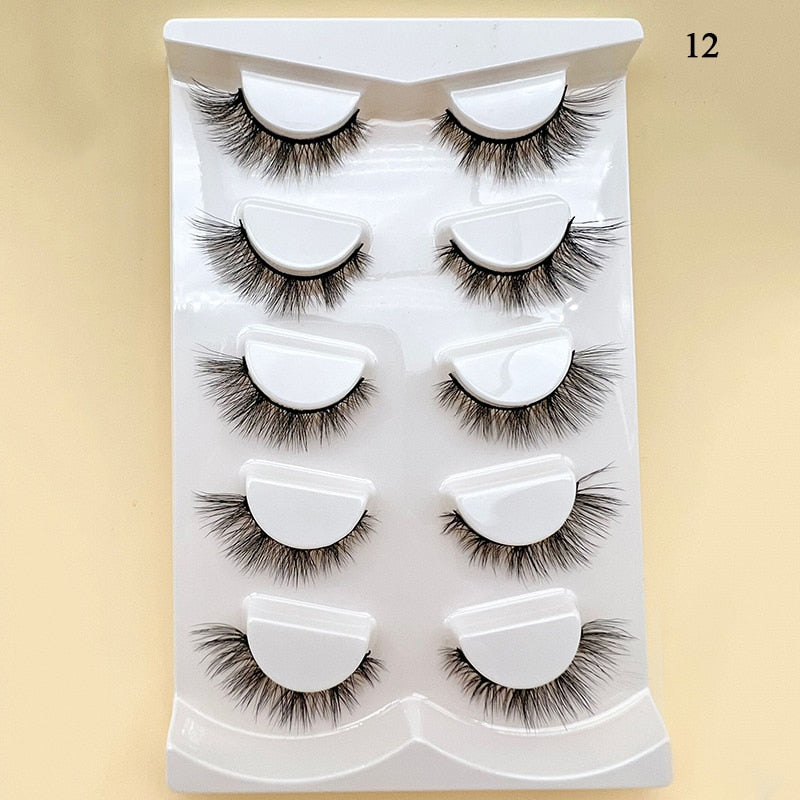 4/5Pair False Eyelashes Handmade Mink Cross Long 3D Winged Eyelash End Eye Elongated Lash Extension Natural