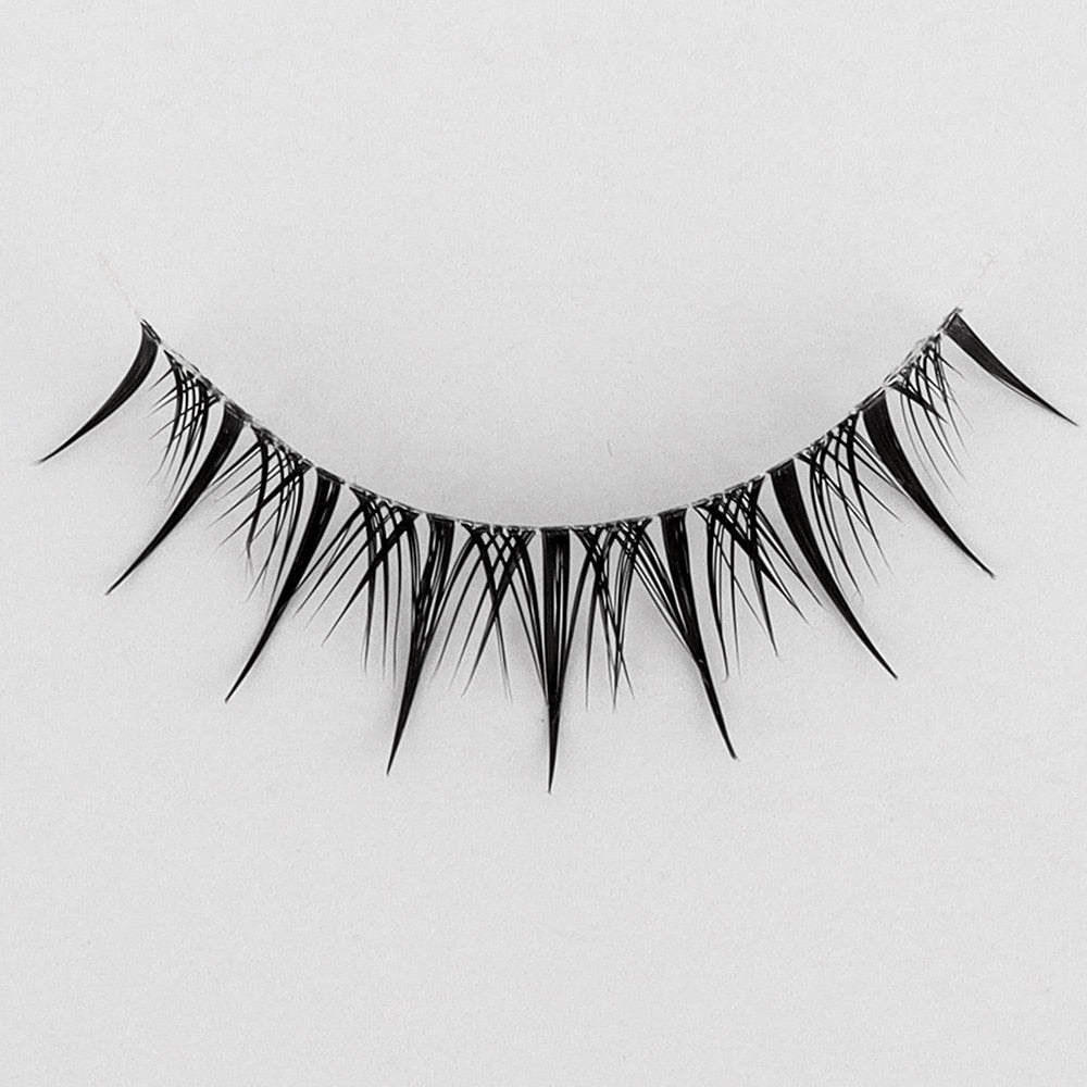 2pairs Clear Band Eyelashes Mink 3D Natural Long False Lashes Invisible Thin Band Eyelash Handmade Crisscross Lashes Makeup