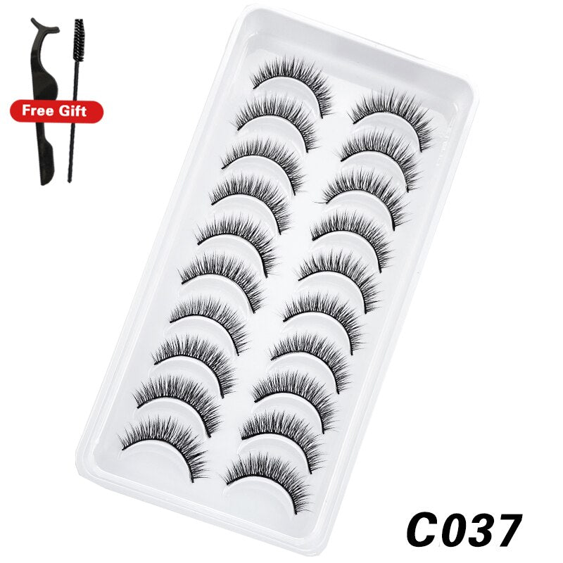 10Pairs 3D Faux Mink Lashes Natural Long Short Full Strip Lashes Soft Plump Eyelashes Extension