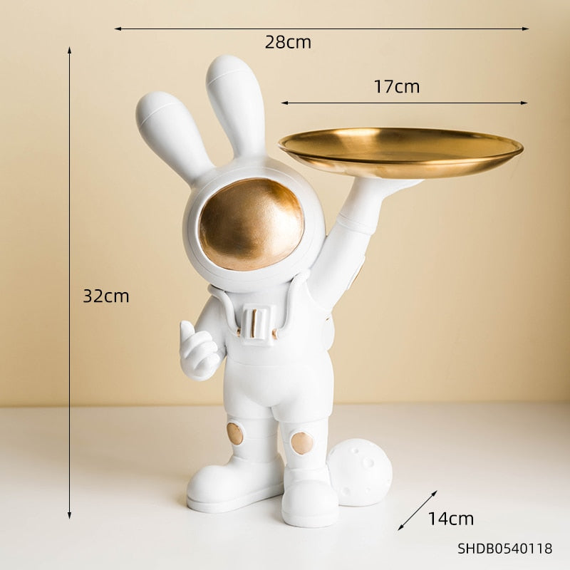 Creative Astronaut Statue Storage Tray Nordic Home Decor Desk Storage Astronaut Figurine Living Room Table Decor Key Storage