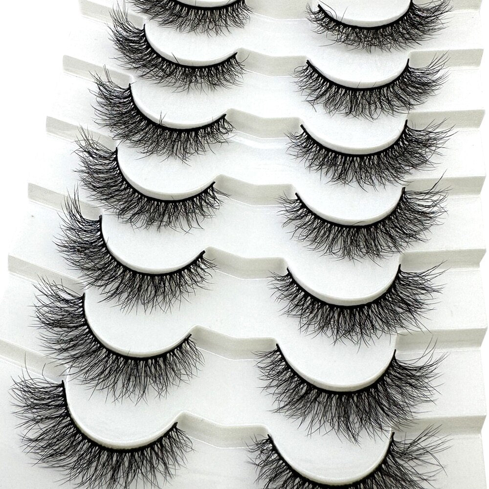7Pairs False Eyelashes 6D Super Fluffy Wispy Faux Mink Eyelashes Cat/Fox Eye Effect Dramatic Lashes Eyelash Extension