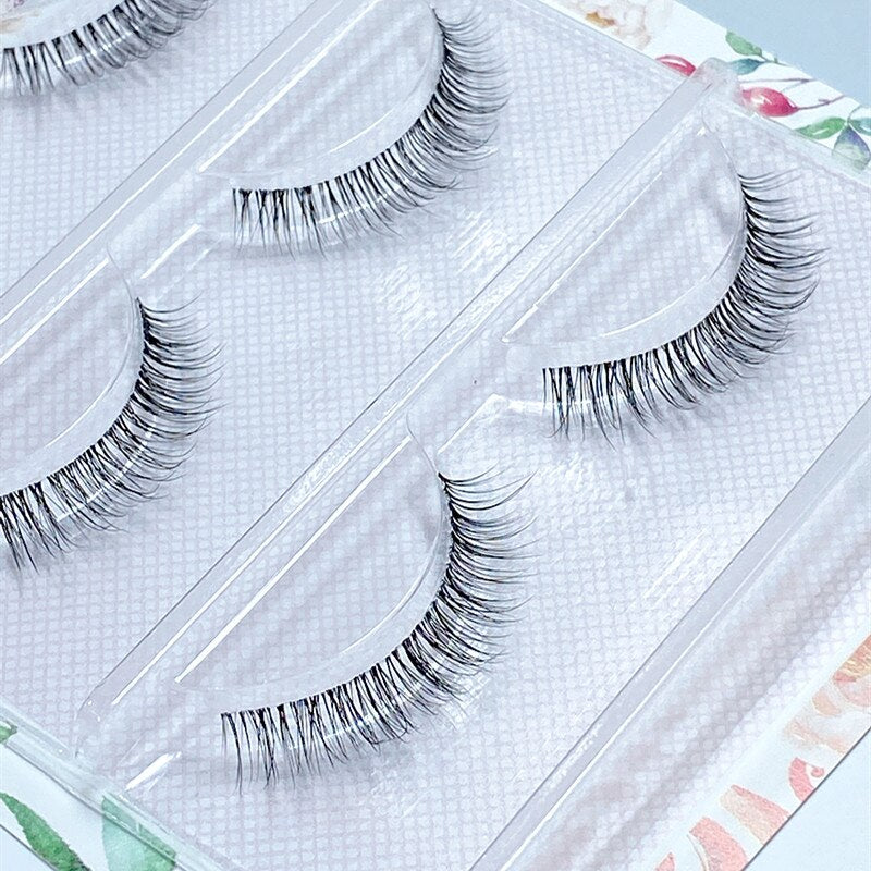 5 pairs short Mink Lashes 3D Mink Eyelashes Invisible Band Natural Black Mink False Eyelash Full Strip Reusable