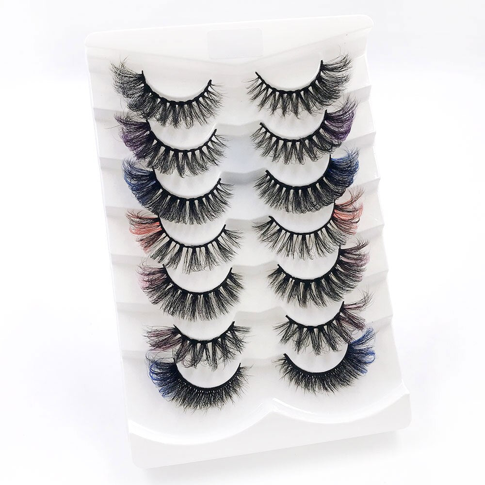 7pairs Colored Lashes 22 Styles 3d Mink Lashes Dramatic Colorful Natural Eyelashes Extension Fake Eyelashes