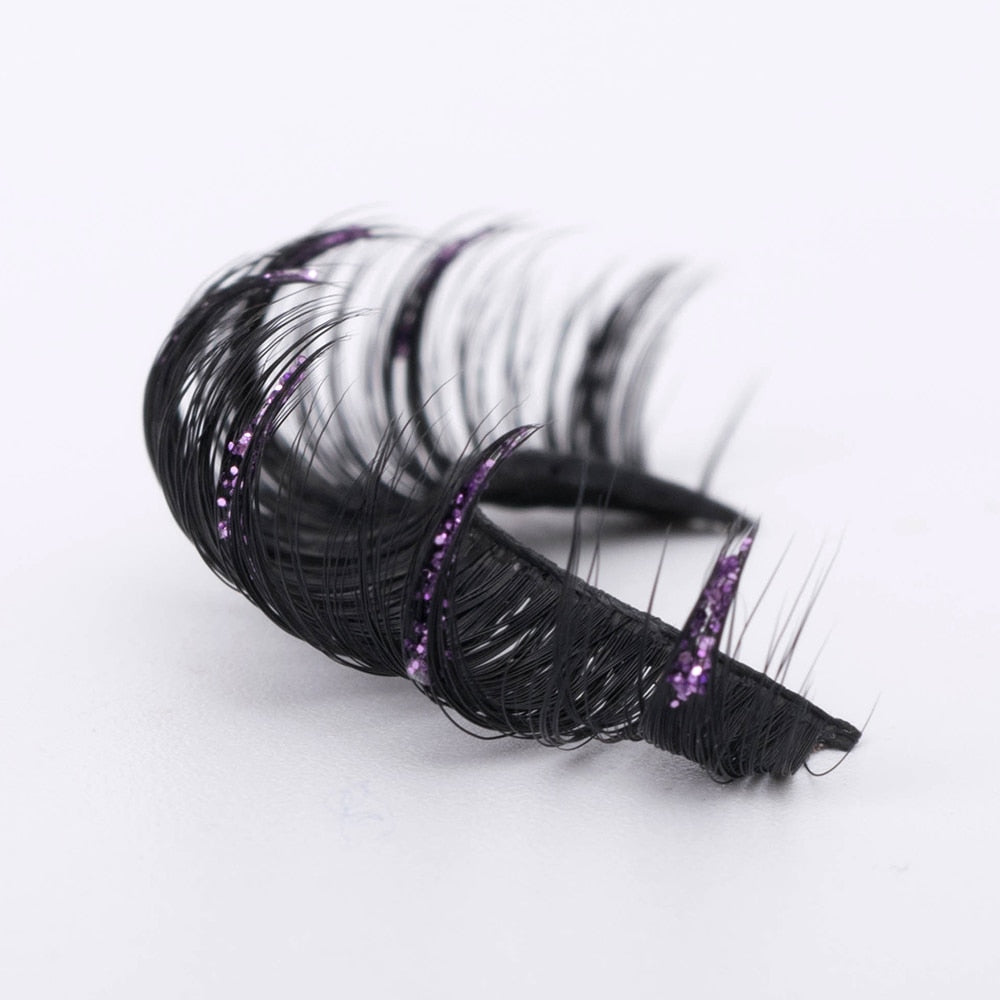 Luminous Dramatic glitter colored lashes Russian volume faux mink strip lashes party sequins false lashes
