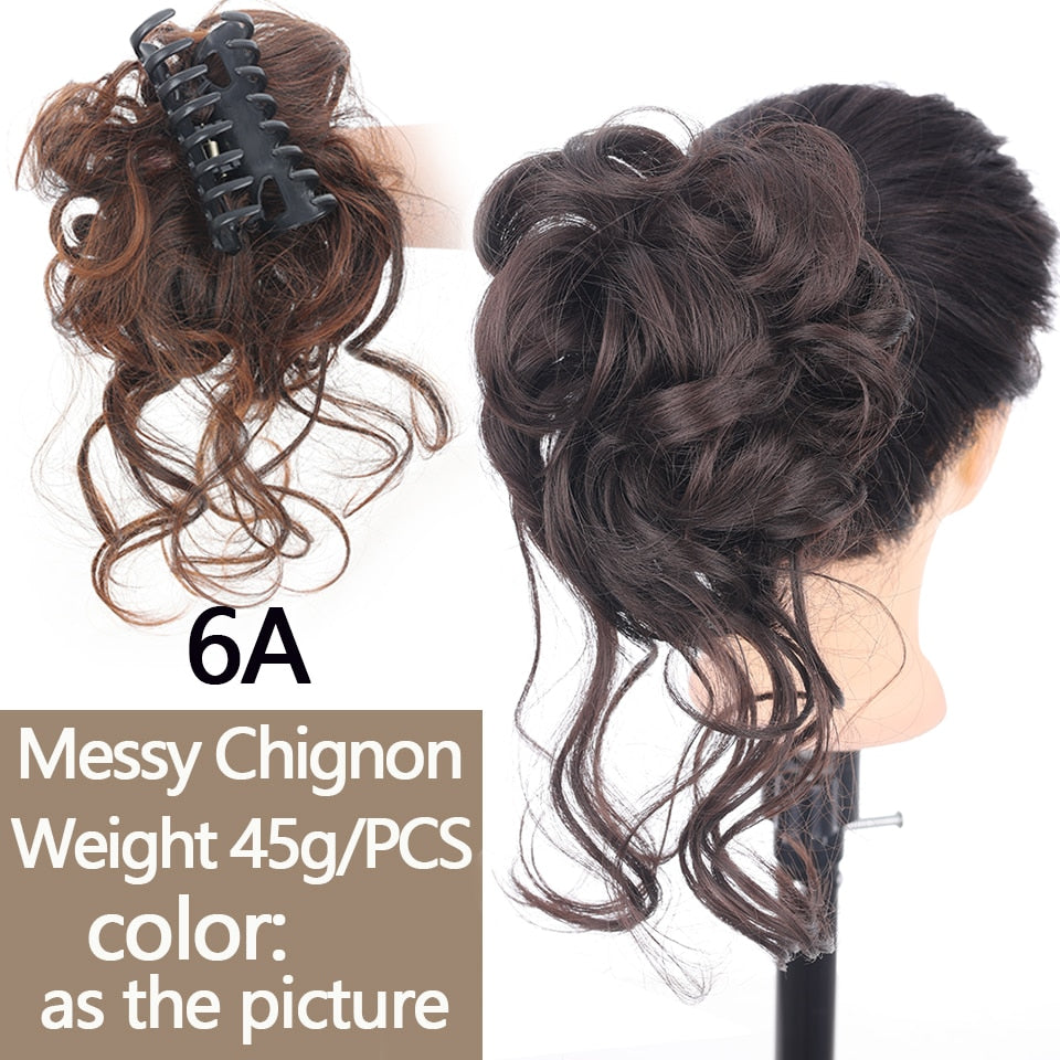 Synthetic Women Hair Buns Curly Chignon Ombre Claw Hair Messy Buns Updo claw Clip In Hairpiece For Women