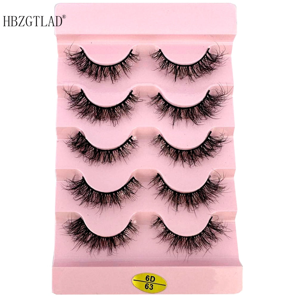 5Pairs Natural Mink Eyelashes Handmade Soft short False Eyelash Thick Winged Cat Eye Fake Lashes Extension