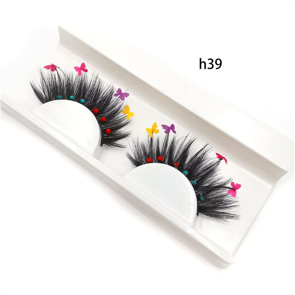 Faux Mink Butterfly Eyelashes With Packaging Boxes 3D Fluffy Glitter Sequins Thick Lash Colorful Shiny Star Flower Lashes
