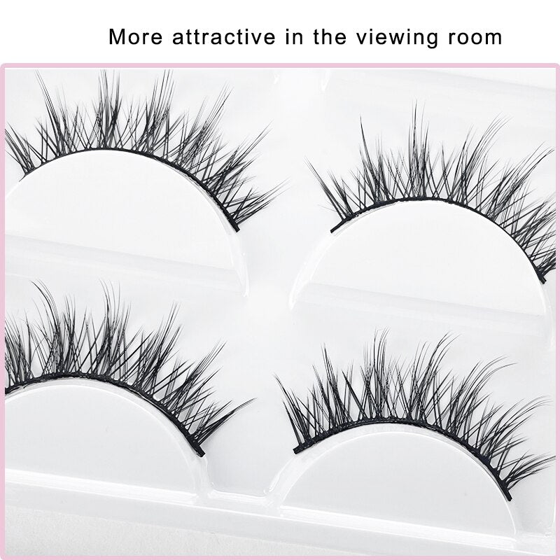 3Pairs 3D Mink False Lashes Faux Cils Natural Fluffy Dramatic Volume Eyelashes Crisscross Soft Eyelash Extension